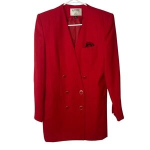 Kasper for ASL Red Double Breasted Blazer Jacket Gold Button Size 6